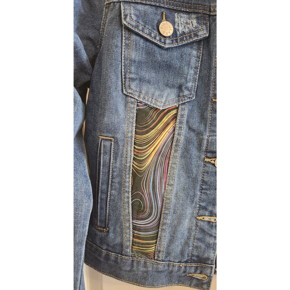Kina Women's Custom Denim Jacket Hand Paint & Patchwork, Size L - Picture 5 of 5